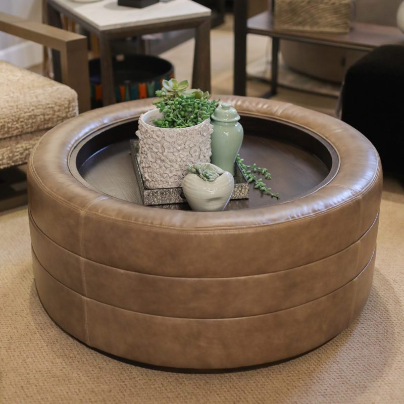 Vanguard Brown Leather Ottoman