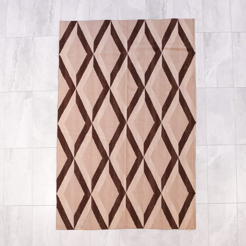 6'x9' Wool Diamond Flatweave Rug