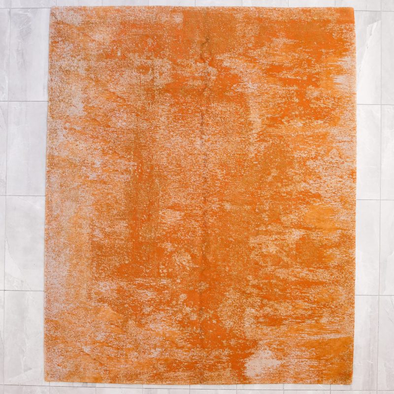 8'x10' Wool and Silk Orange Rug