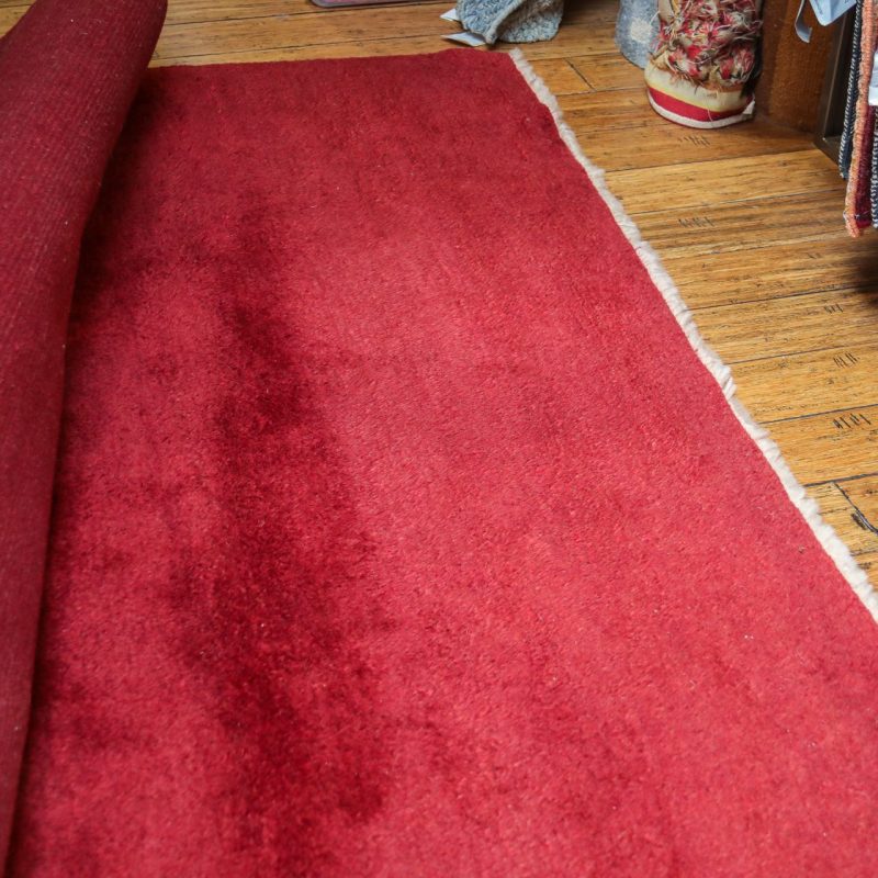 9'3x9'3 100% Mohair Red Rug