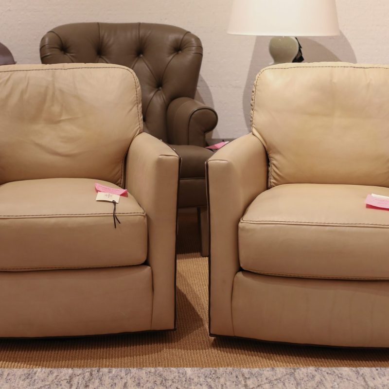Set of Swivel Leather Chairs